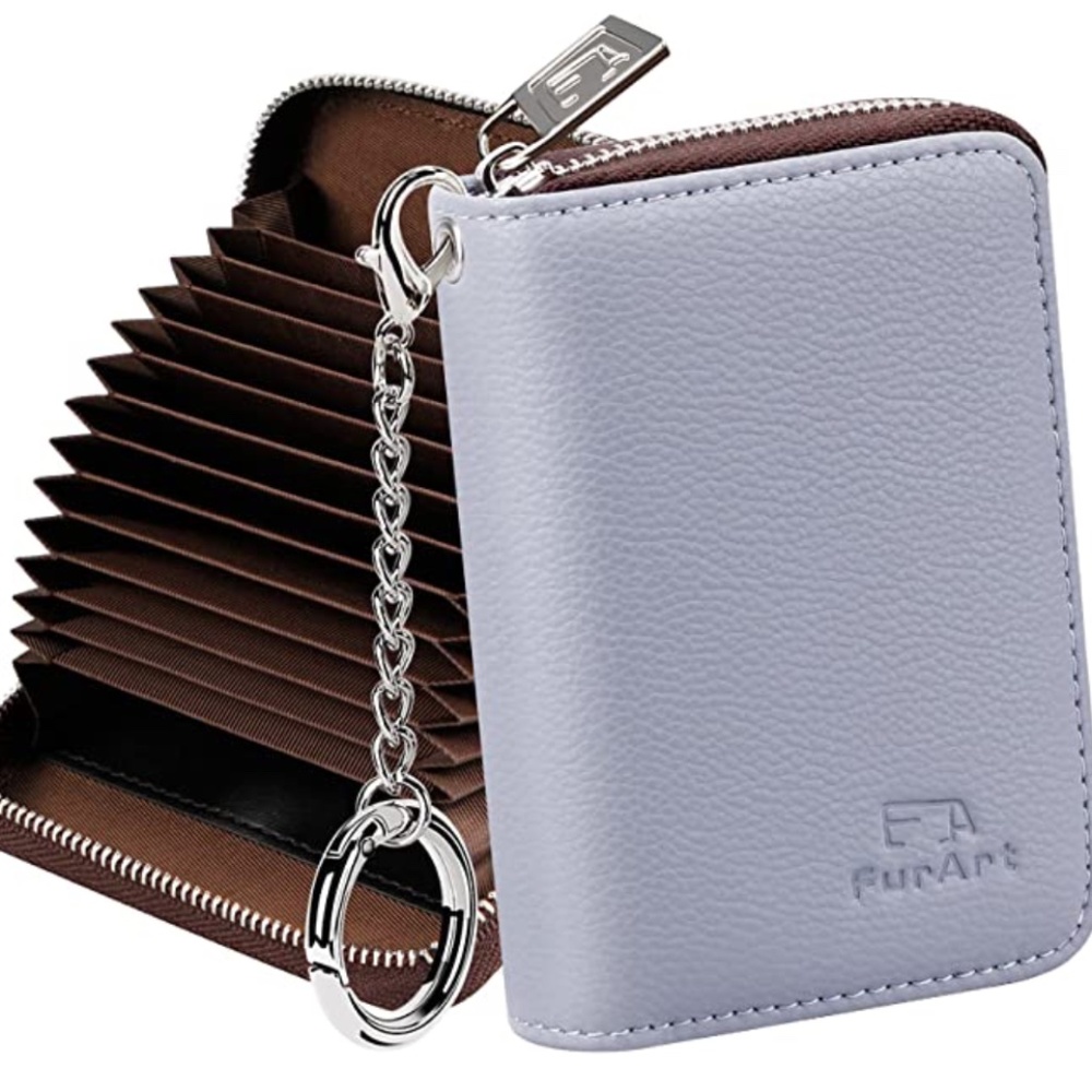 FurArt Credit Card Wallet, Zipper Card Cases Holder for Men Women, RFID Blocking